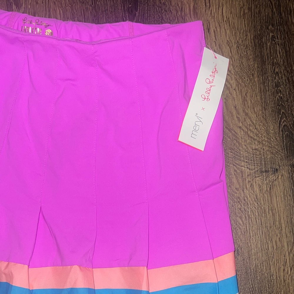 Lilly Pulitzer Loren Pleated 13" Skort hot pink mini - Picture 4 of 6
